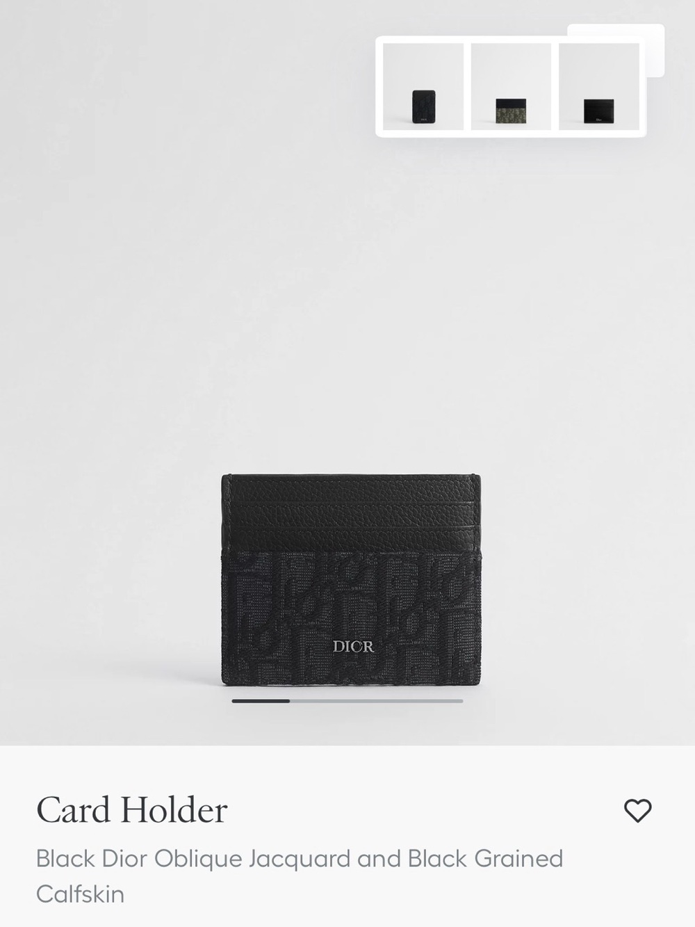 Dior Black Oblique Jacquard & Grained Calfskin Card Holder